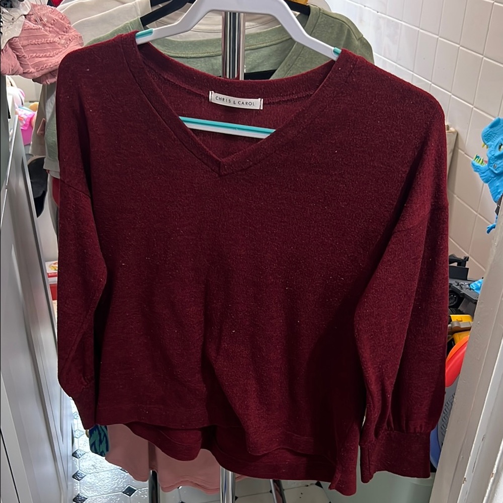 Chris & Carol Women's Burgundy Sweater